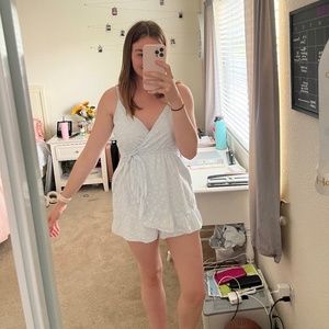 Light Blue and White Flowered Romper